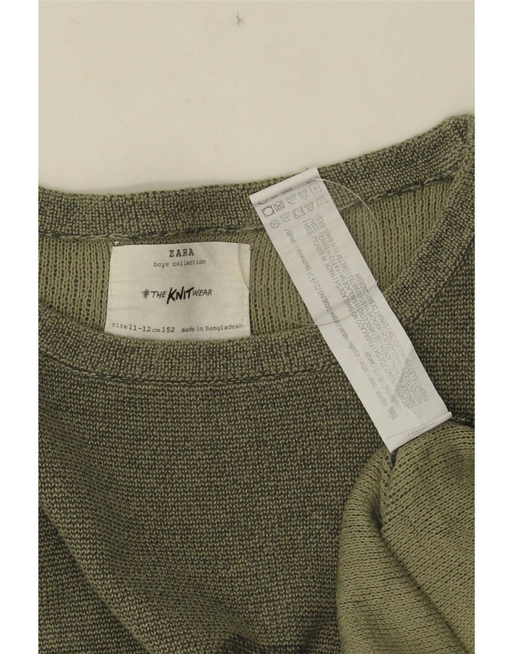 Chłopięcy top z grafiką Zara z długim rękawem, 11-12 lat, bawełna khaki