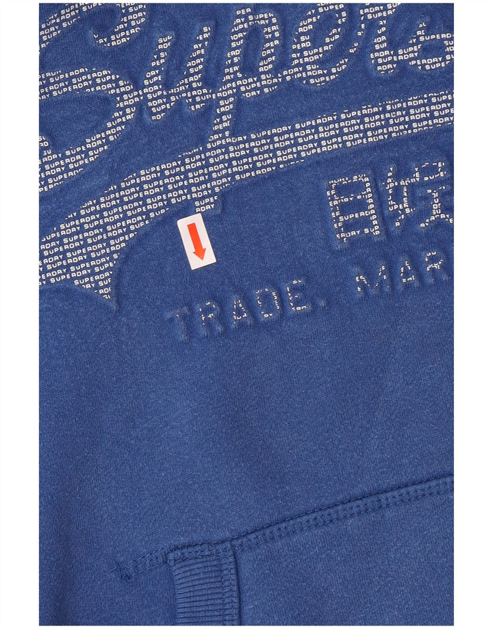 SUPERDRY Damski sweter z kapturem, grafiką, oversize UK 10 Small, niebieski, bawełniany