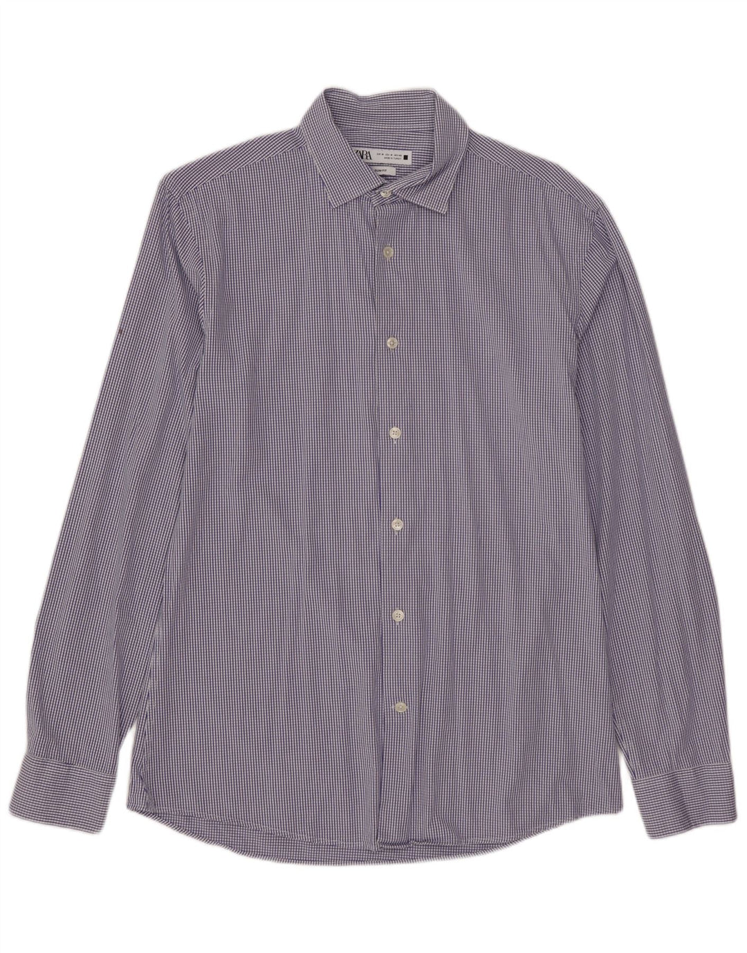 Koszula męska ZARA Slim Fit, bawełniana, w średnią niebieską kratkę
