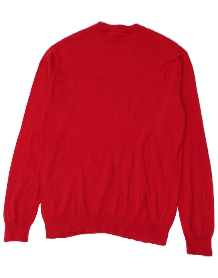 ARMANI EXCHANGE Męski sweter z graficznym wycięciem pod szyją, duży, czerwony, bawełniany