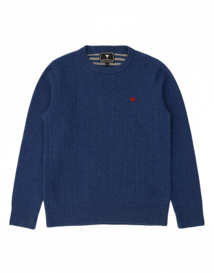 JOHN PARTRIDGE Womens Crew Neck Jumper Sweater UK 12 Medium Blue Wool