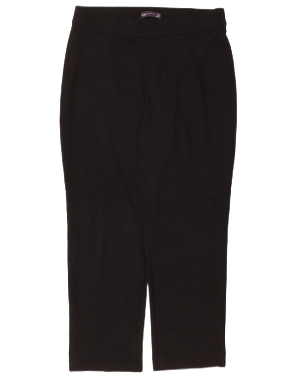 Marks & Spencer Womens Straight Casual Trousers UK 14 Large W34 L28 Black