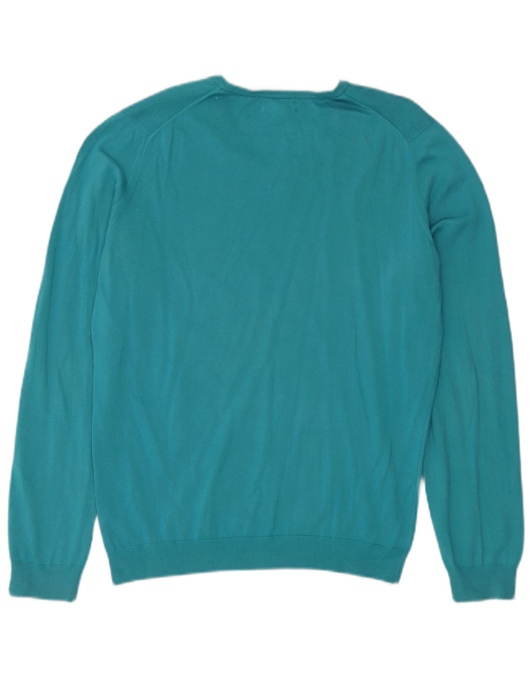 Sweter damski Massimo Dutti z dekoltem w kształcie litery V, UK 14, średni niebieski, bawełniany