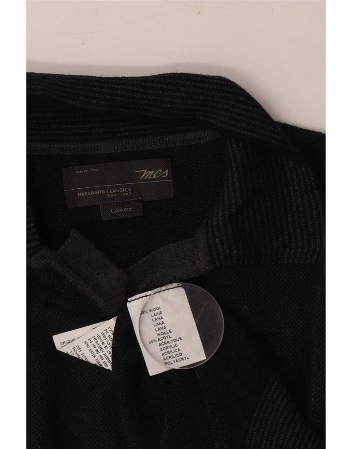 Męski sweter polo Marlboro Classics, duży, szary, wełniany