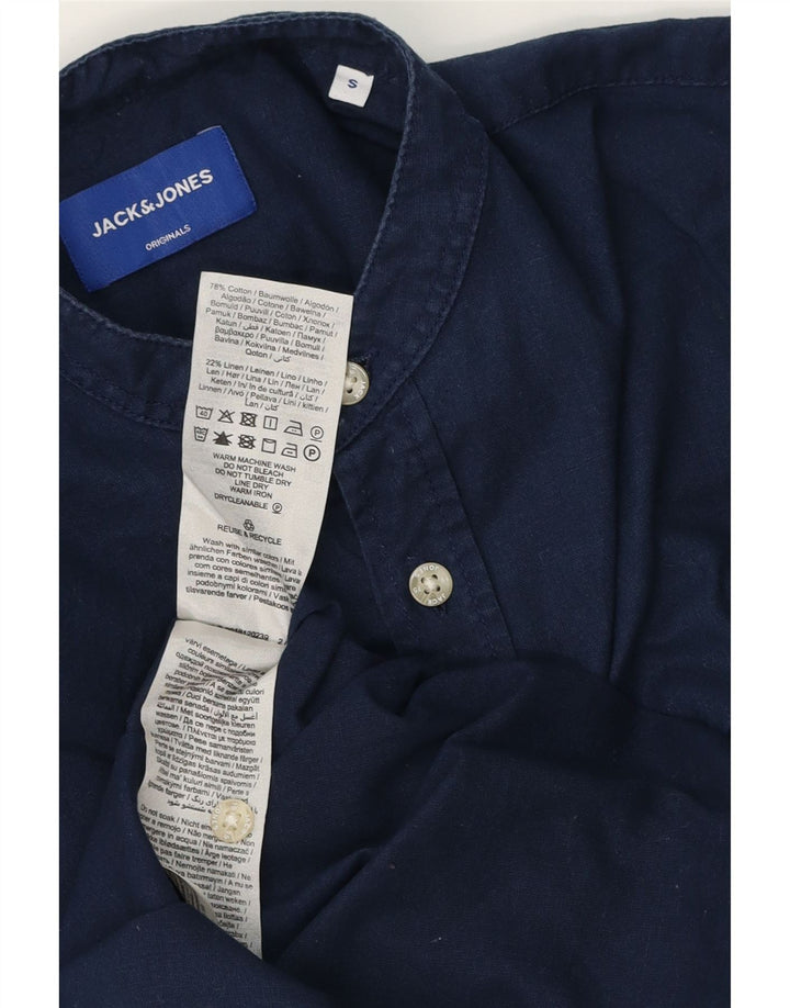 Męska koszula z krótkim rękawem JACK & JONES, mała, granatowa, bawełniana