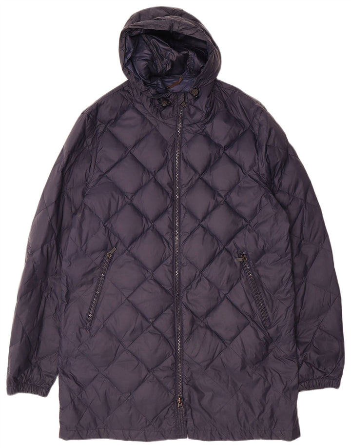 MASSIMO DUTTI Damski ocieplany płaszcz z kapturem UK 16, duży, granatowy, poliamid