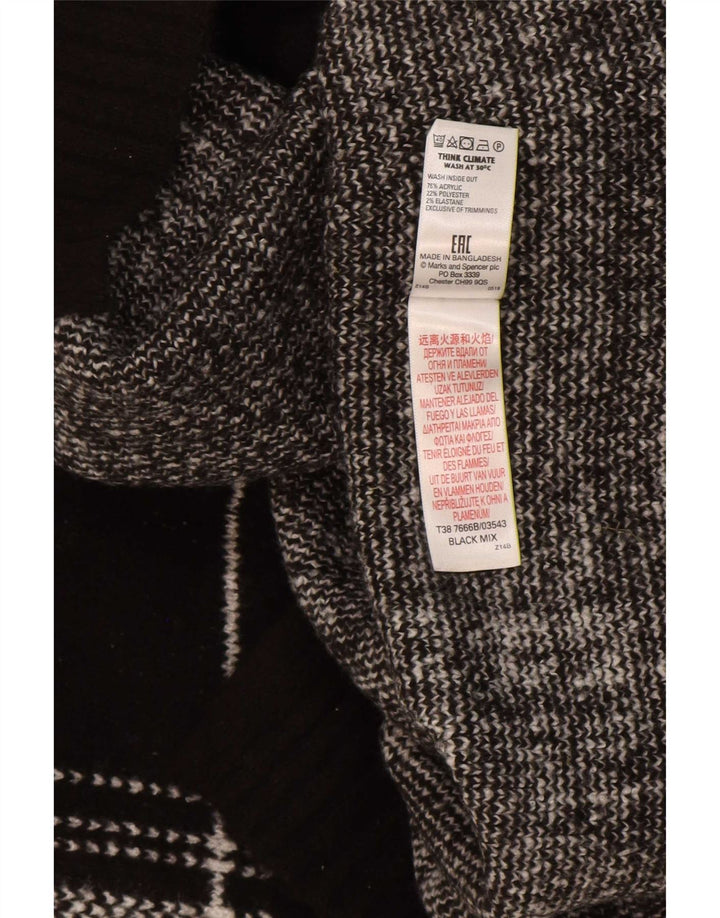Marks & Spencer Męski sweter z okrągłym dekoltem, duży, czarny akryl w kratkę
