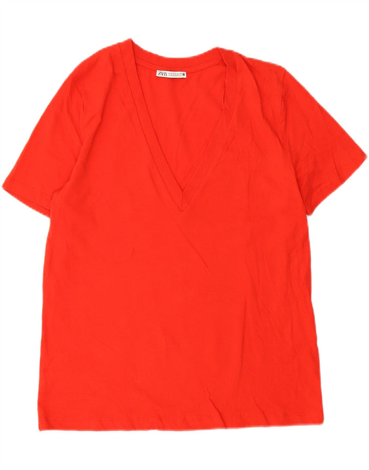 Damska koszulka oversize Zara Top UK 10 Small Red Cotton