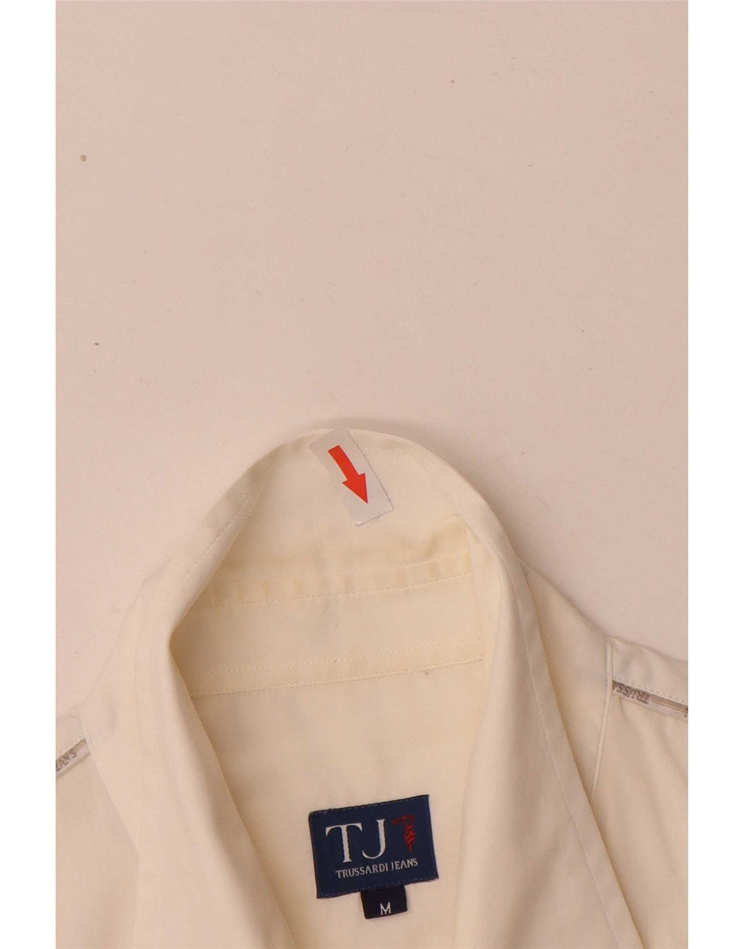 Koszula męska Trussardi Jeans, średnia biała bawełna