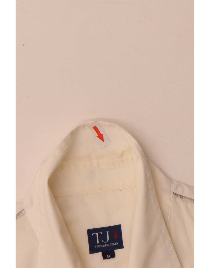 Koszula męska Trussardi Jeans, średnia biała bawełna