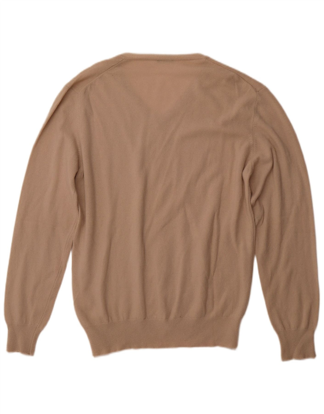 BENETTON Męski sweter z dekoltem w kształcie litery V XL, beżowa wełna