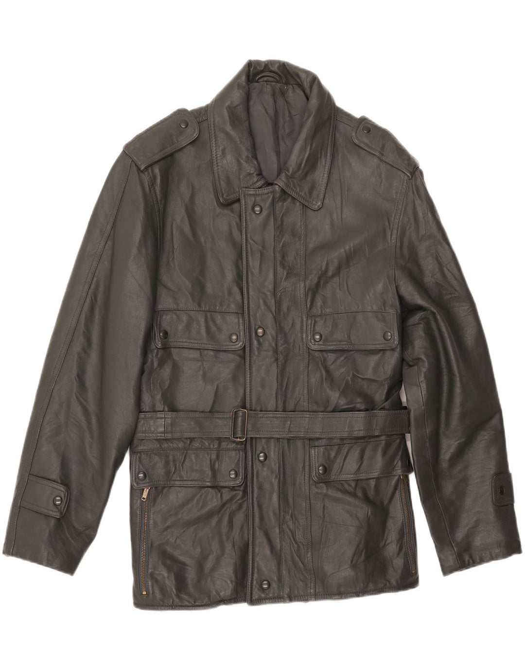 Vintage męska skórzana kurtka wojskowa UK 38 średnio szara