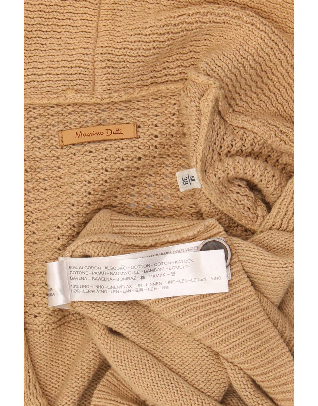 Męski sweter rozpinany Massimo Dutti w kolorze średniego beżu, bawełniany