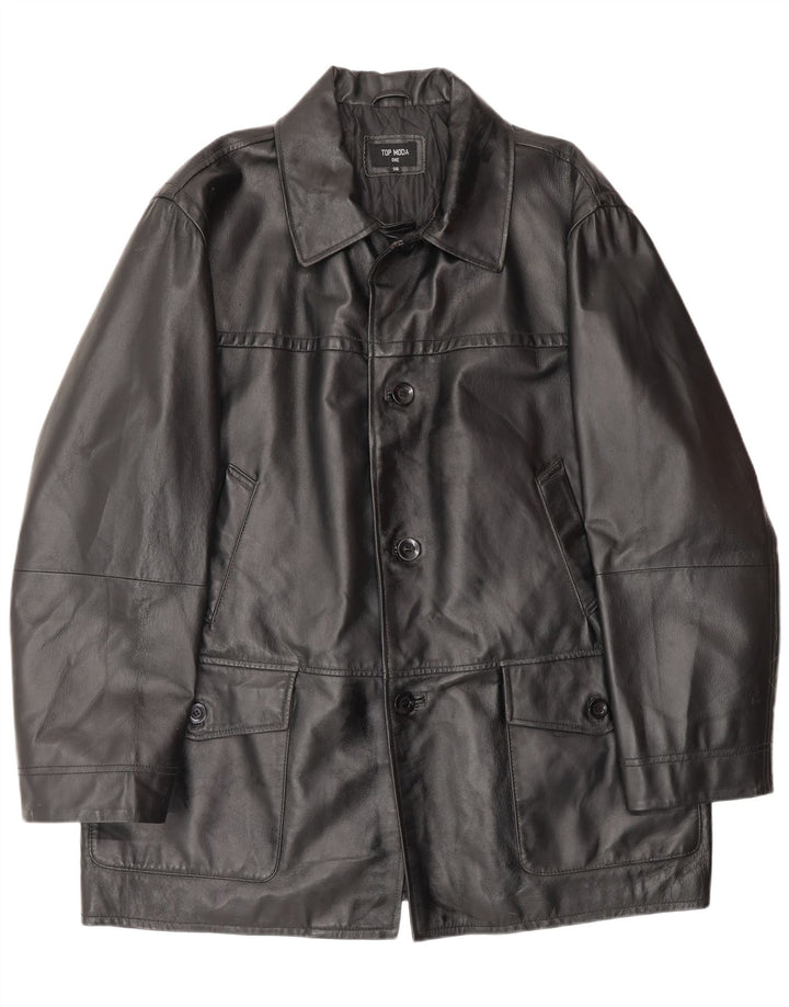 Vintage męska skórzana kurtka IT 56 3XL czarna skóra