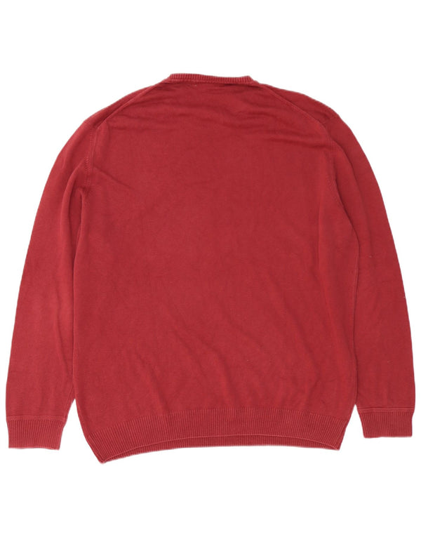 Męski sweter Massimo Dutti z okrągłym dekoltem, 2XL, bordowa bawełna