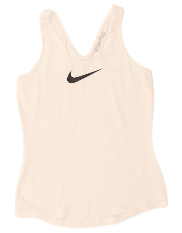 Damska kamizelka Nike Dri Fit Graphic Top UK 14, duża, biała