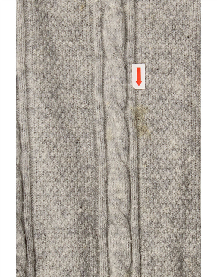 Crew Clothing Męski sweter z zamkiem błyskawicznym, duży, szary, z owczej wełny