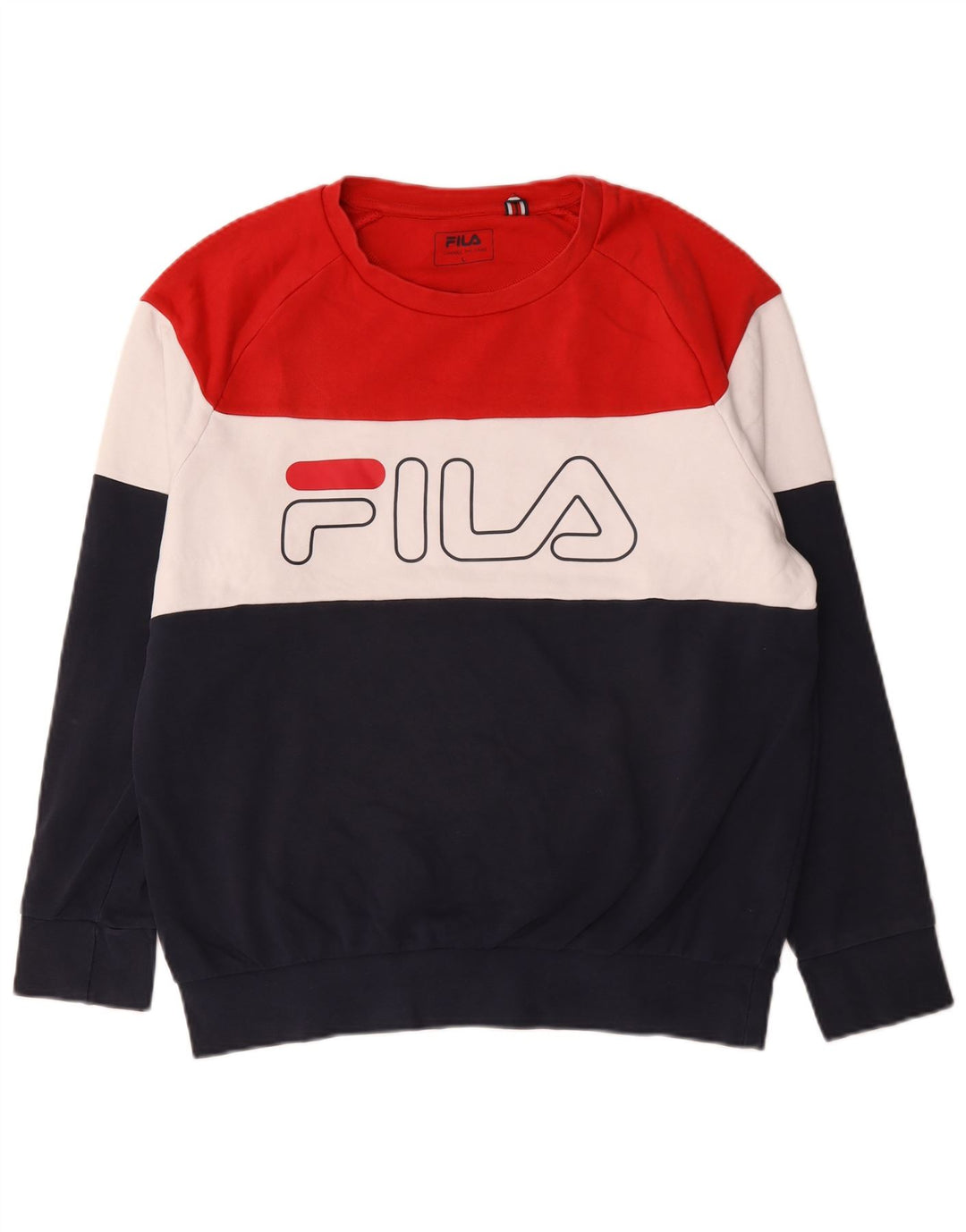 Męska bluza z grafiką Fila, duża, wielobarwna, bawełniana z blokami kolorów