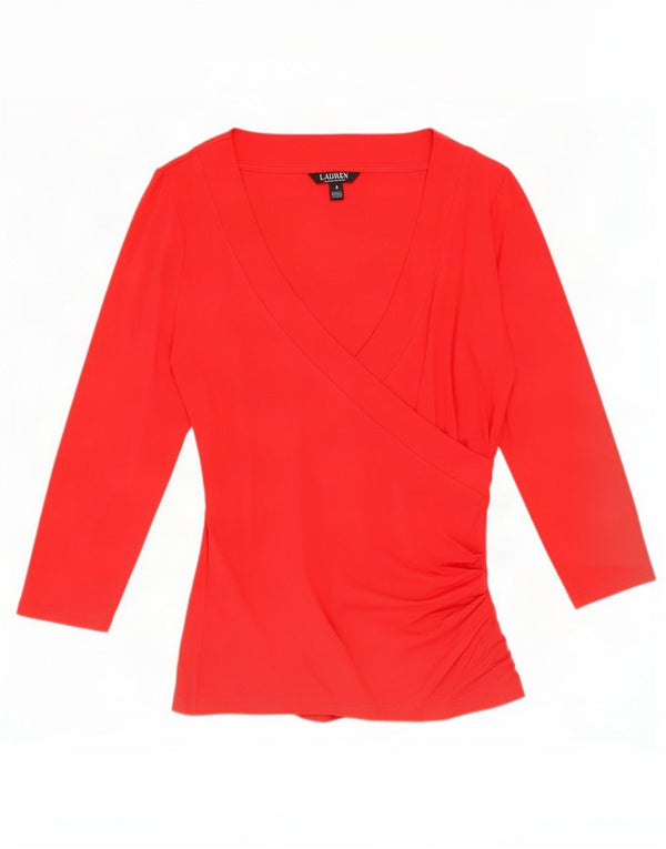 Damski top Ralph Lauren z rękawem 3/4 UK 12 Medium Red Wiskoza