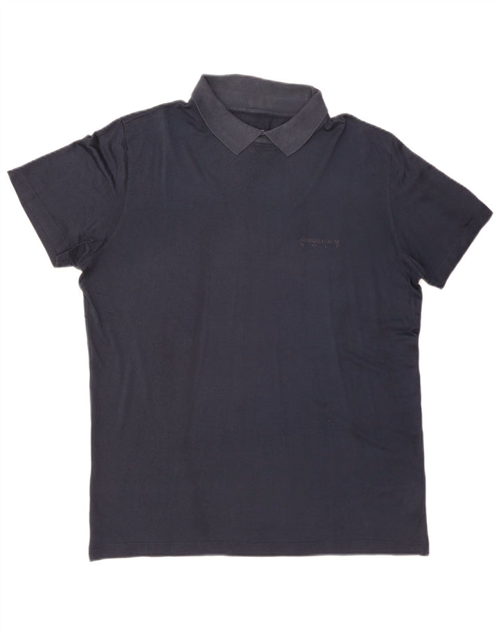 Męska koszulka polo GIORGIO ARMANI IT 50, średni granatowy jedwab