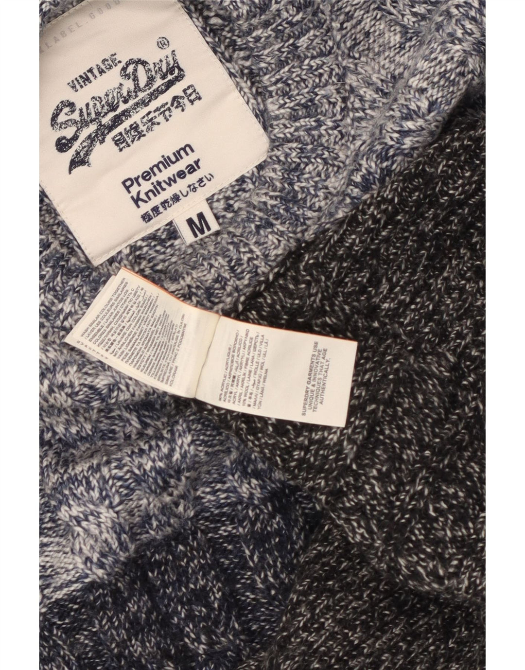 Męski sweter Superdry z dekoltem w łódkę, średni granatowy, akrylowy nakrapiany