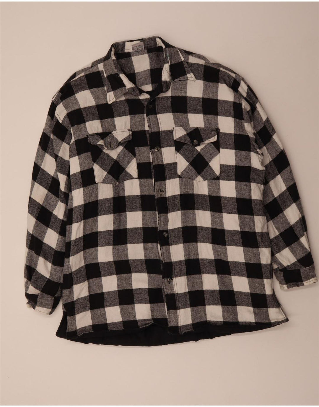 Męska koszula flanelowa VINTAGE 3XL, czarna bawełniana kratka