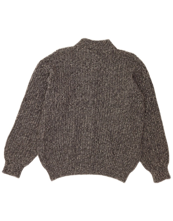 Sweter damski w stylu vintage, UK 14, średni szary, nakrapiana wełna z alpaki