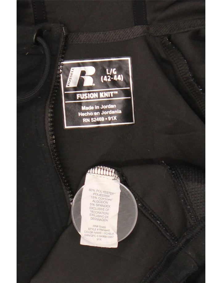 Męski sweter z kapturem i zamkiem RUSSELL ATHLETIC UK 42/44, duży czarny poliester