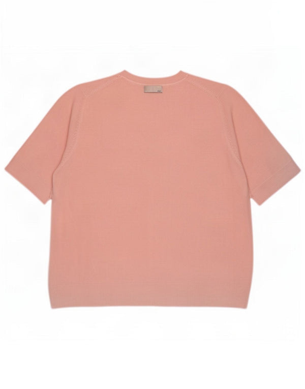 Marks & Spencer Womens Short Sleeve Crew Neck Jumper Sweater UK 24 4XL Pink