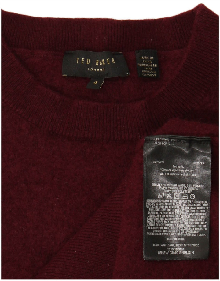 Damski sweter z okrągłym dekoltem TED BAKER, rozmiar 4, duży, bordowy