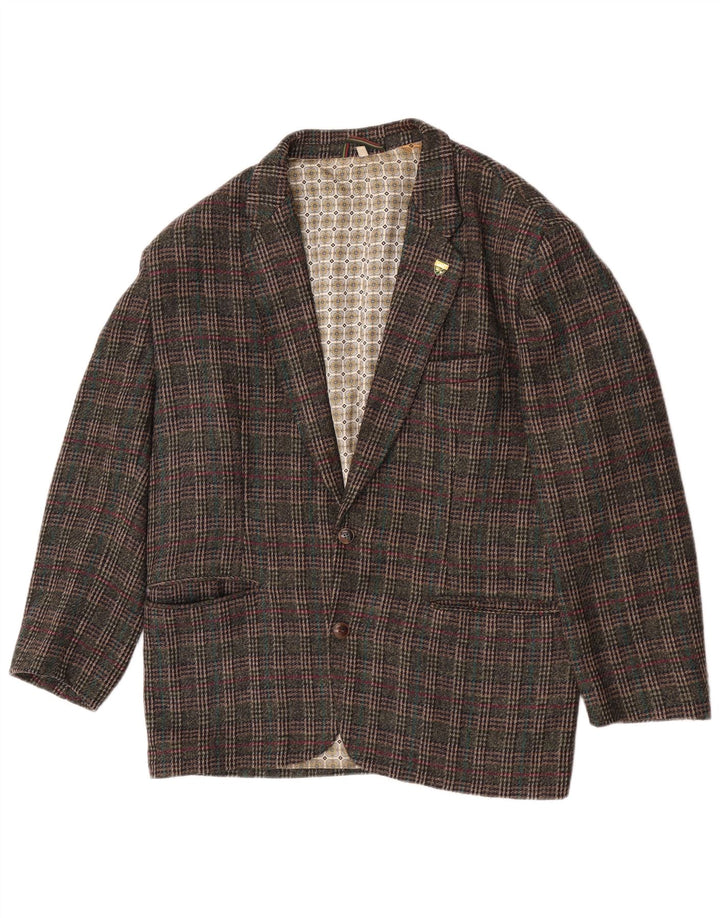 Męska marynarka Cido o tradycyjnym kroju, zapinana na 2 guziki, IT 48, średnia khaki w kratkę