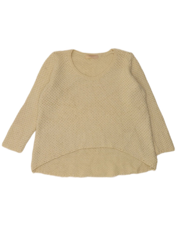 Damski sweter Zara z dekoltem w łódkę UK 16, duży, złamany biały akryl