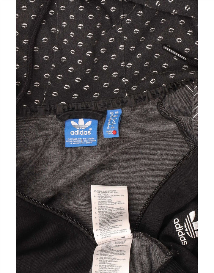 Damski sweter Adidas z grafiką i zamkiem błyskawicznym UK 12, średni czarny poliester