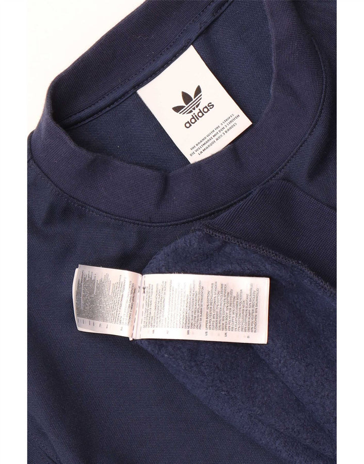 Adidas Męska bluza z grafiką, mała, granatowa, bawełniana