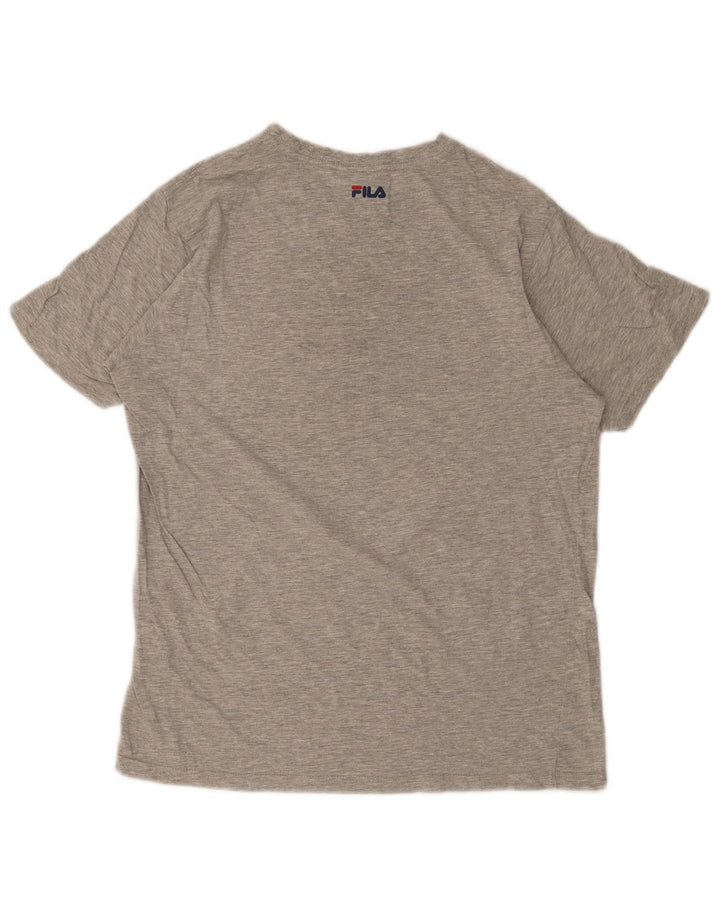 Męski T-shirt Fila z grafiką, średni szary, nakrapiany