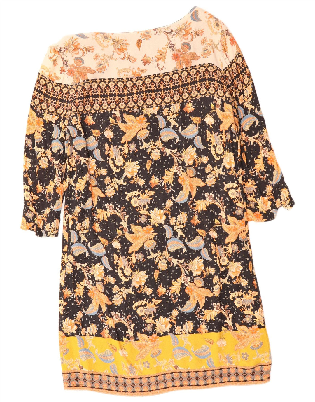 DESIGUAL Damska sukienka typu shift z rękawem 3/4 EU 42, duża, wielokolorowa w kwiaty