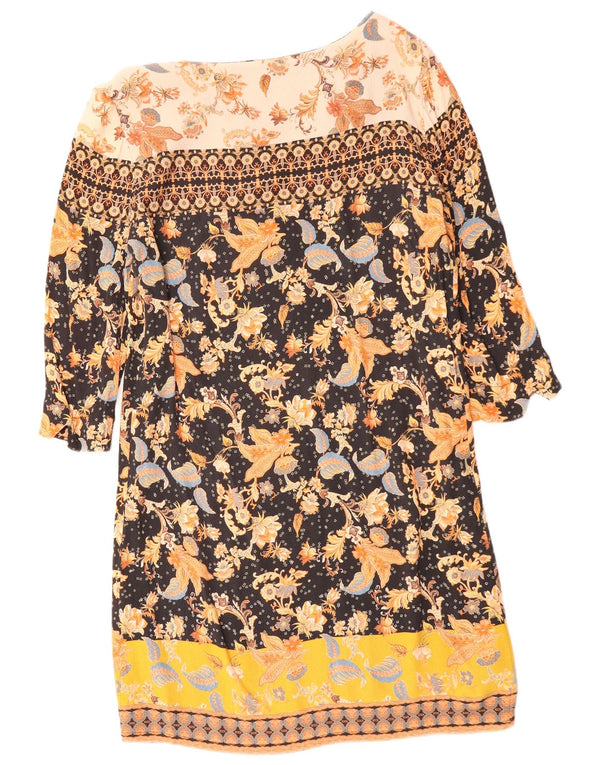 DESIGUAL Damska sukienka typu shift z rękawem 3/4 EU 42, duża, wielokolorowa w kwiaty