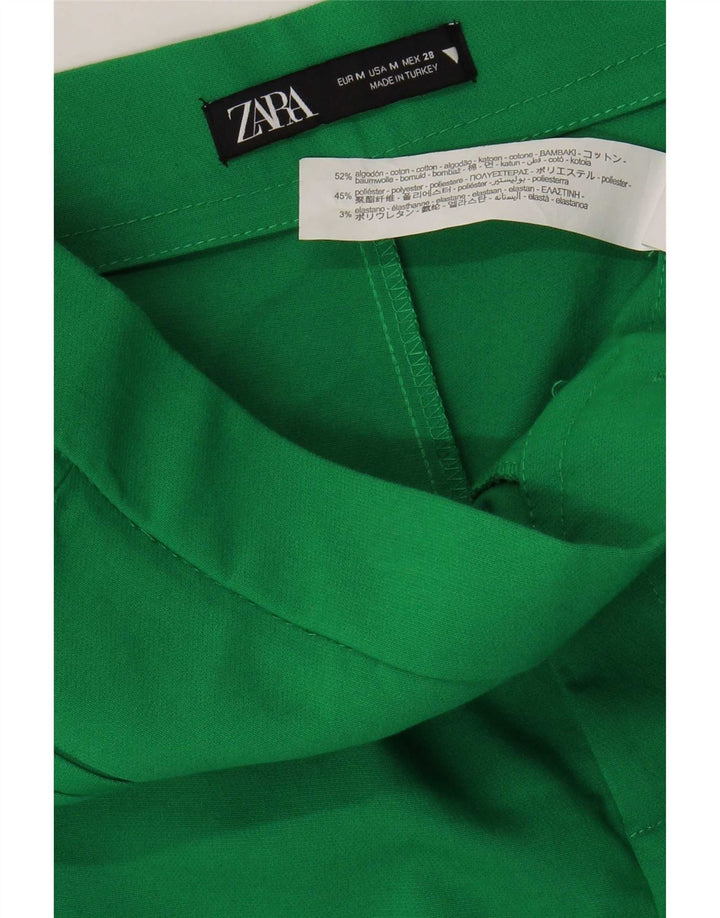 Krótkie spodnie damskie Zara Bootcut, średnie W28 L25, zielone bawełniane