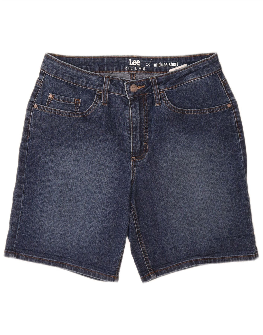 Damskie spodenki jeansowe LEE Riders ze średnim stanem US 8 Medium W28, niebieska bawełna