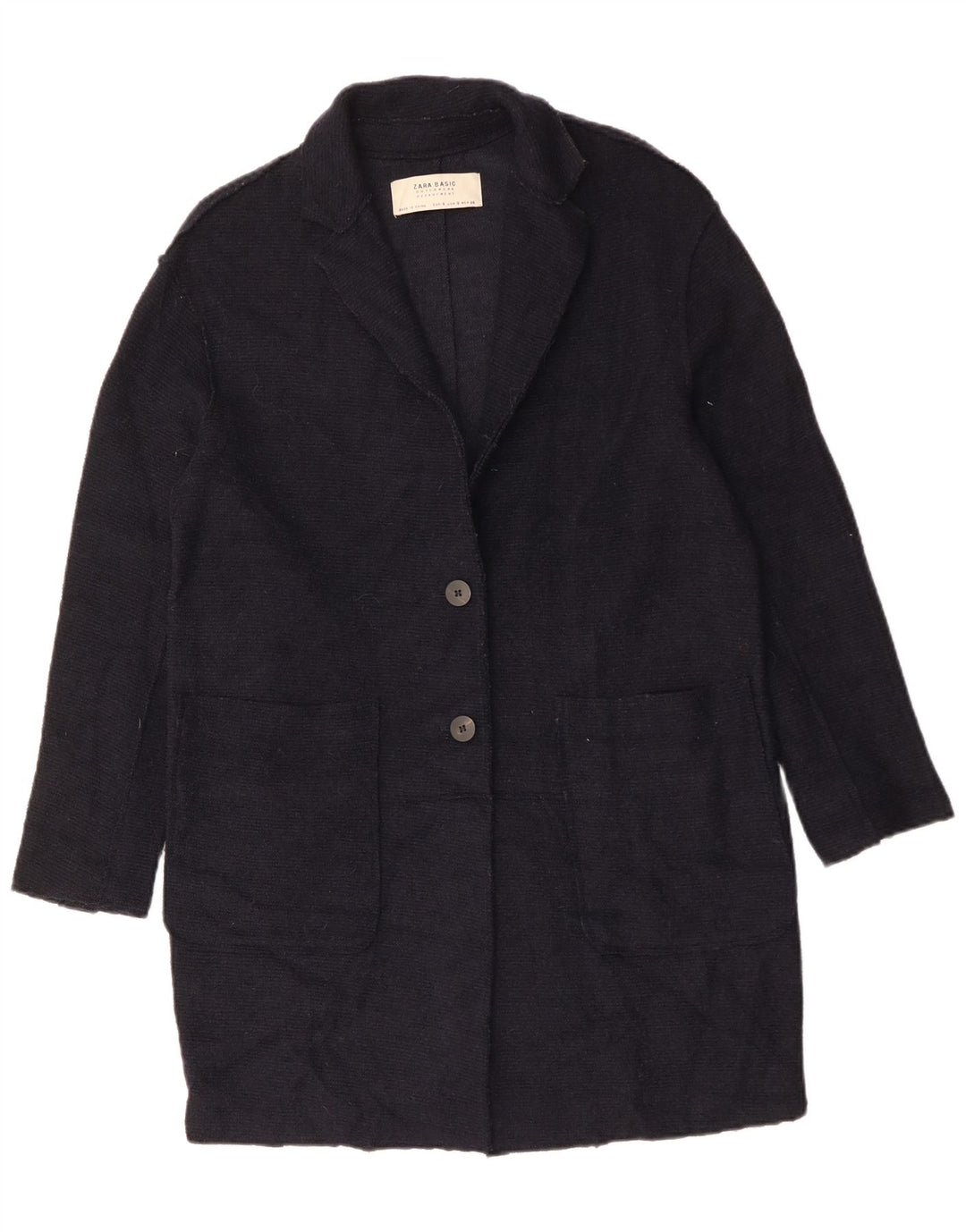 Damski płaszcz oversize ZARA UK 10, mały, granatowy, wełniany