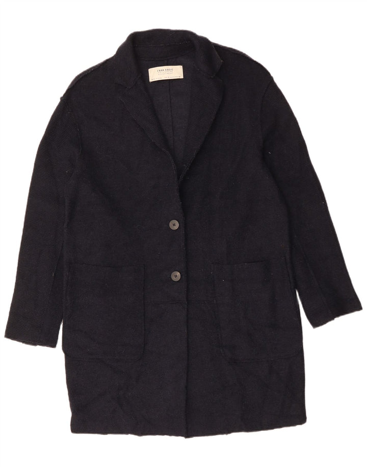 Damski płaszcz oversize ZARA UK 10, mały, granatowy, wełniany