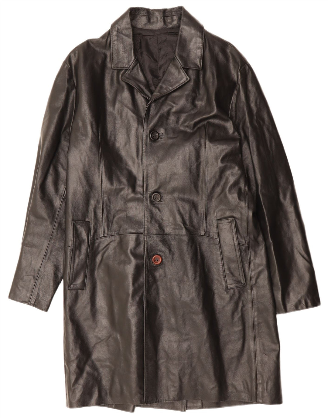 VINTAGE Męski płaszcz skórzany UK 36 Mała czarna skóra