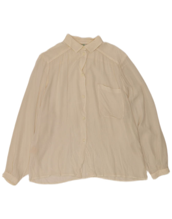 MARCELLA Damska prześwitująca bluzka koszulowa UK 14 Średni złamany biały jedwab