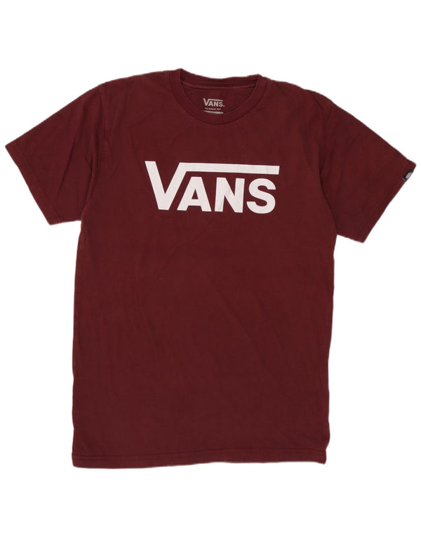 Męski T-shirt Vans o klasycznym kroju z grafiką, mały, bordowy, bawełniany