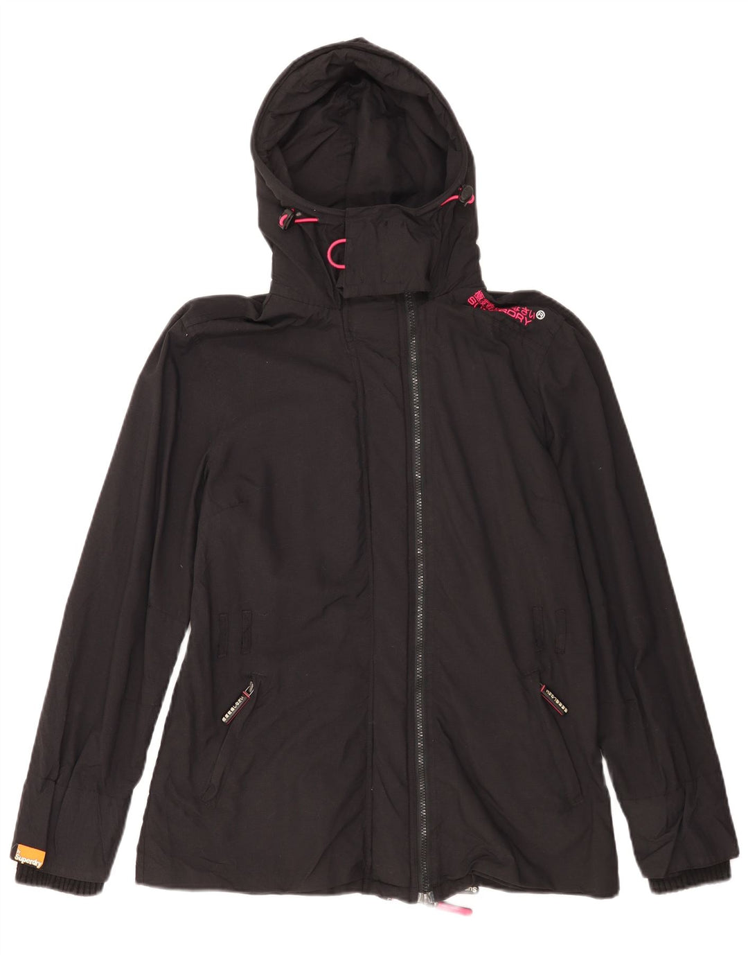 Damska kurtka przeciwdeszczowa z kapturem Superdry Windmac UK 18 XL, czarny nylon