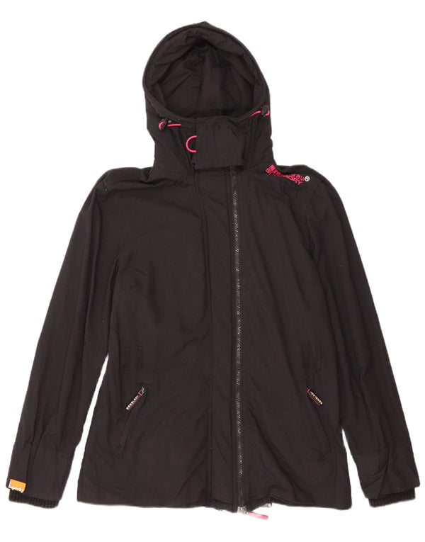 Damska kurtka przeciwdeszczowa z kapturem Superdry Windmac UK 18 XL, czarny nylon