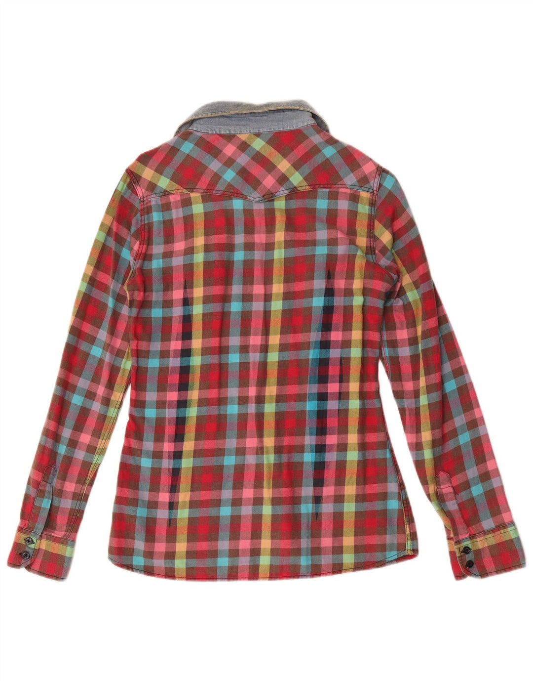 Vintage damska koszula flanelowa UK 10, mała, wielokolorowa bawełniana krata
