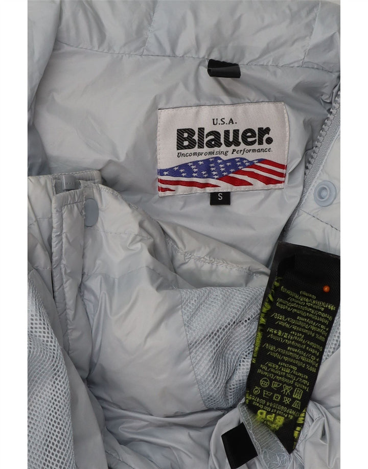 BLAUER Mens Hooded Padded Jacket UK 36 Small Blue Polyester
