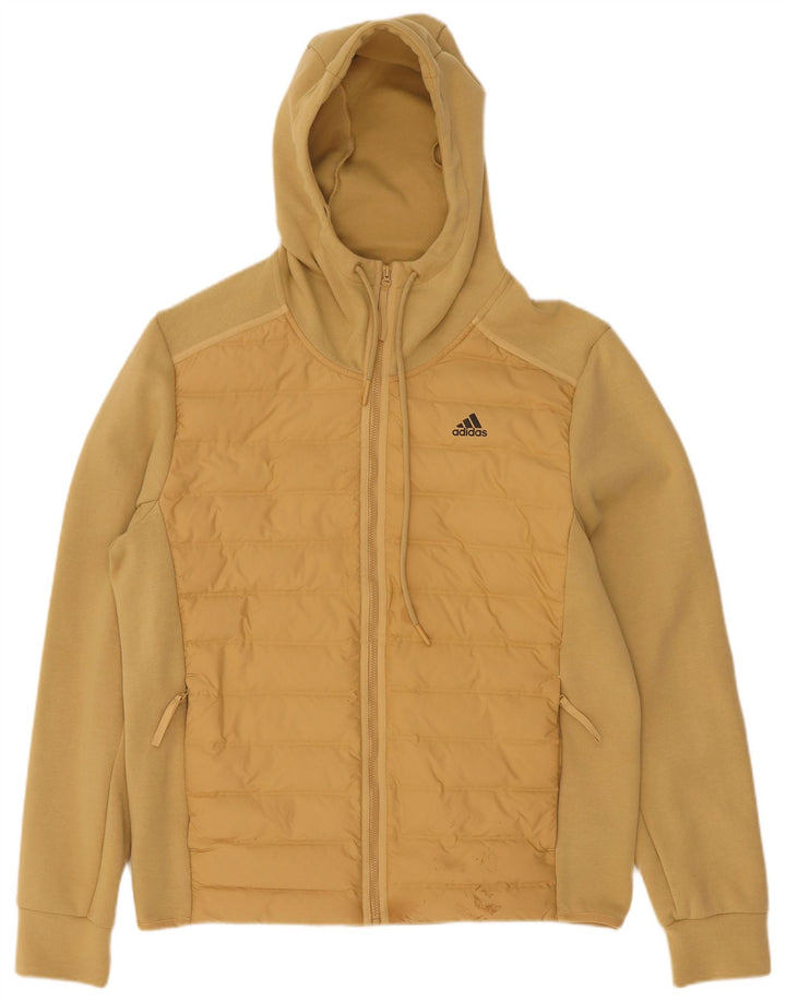 Męska kurtka bomber z kapturem Adidas UK 38 Średnia beżowa bawełna