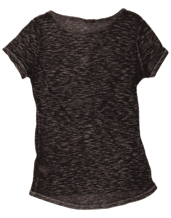 BKE Womens See Through T-Shirt Top UK 10 Small Black Flecked Cotton